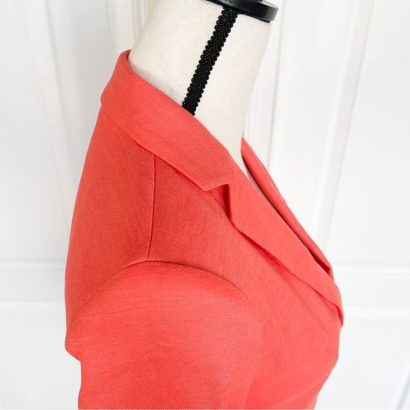 Ann Taylor 00P NWT Petite Linen & Shell Corral Orange Blazer 1 Button & Pockets - Picture 9 of 14